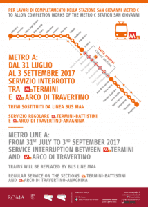 Metro A in Rome closing in August 2