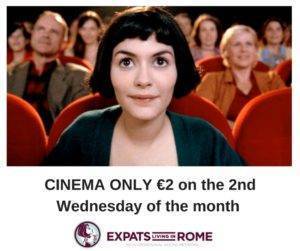 Every 2nd Wednesday of the month Movies in Rome €2 89
