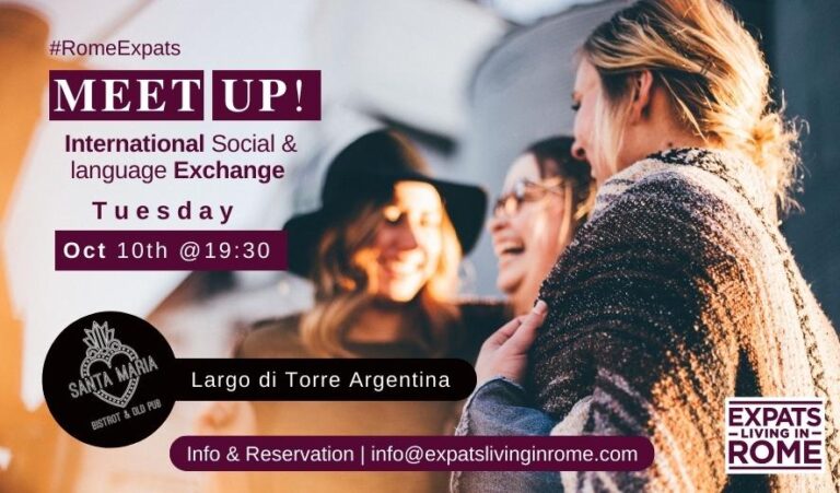886 x 520 santa Maria BIstro Largo di Torre Argentina Networking meetups in Rome Italy for foreigners international welcome FAO 886 × 520 px 768x451