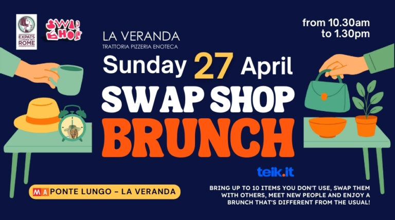 RomeExpats Swap Shop and Social Brunch San Giovanni Ponte Lungo Metro SwapShop Brunch Website 934x521 1 768x428