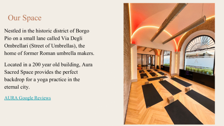 AURA SACRED SPACE | Yoga & Wellness Studio | Rome 8 Screenshot 2025 05 20 143858dds 768x432