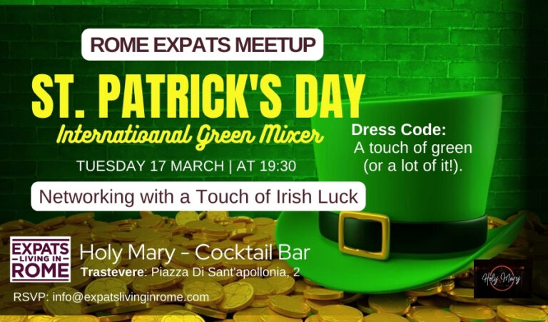 Events 1 886 x 520 Green and Yellow Bold St. Patricks Day Party Rome 2026 Irland games 768x451