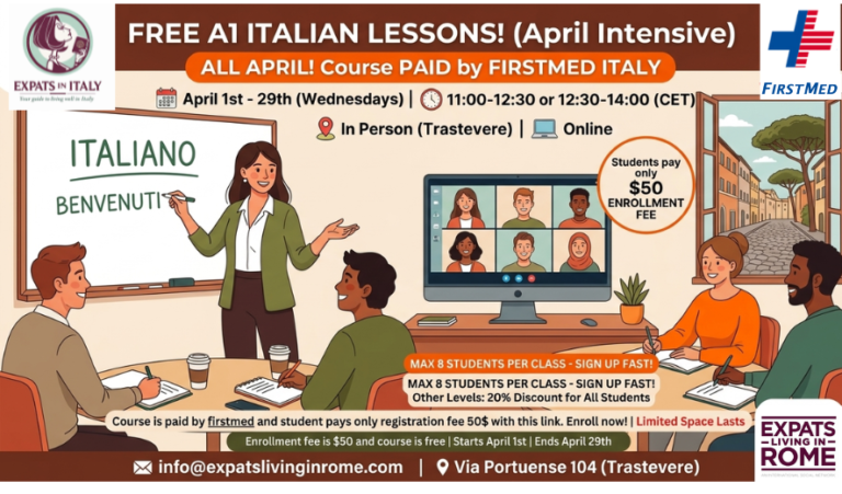 Pages 19 1056 x 264 Italy ItalianWEbsite lessons exchange free lessons Rome online expats diplomats 768x451
