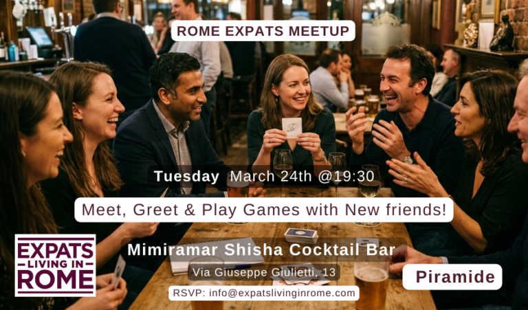 886 x 520 Miramar March 31 Rome Expats Italy events meet new people netowrk jobs  768x451