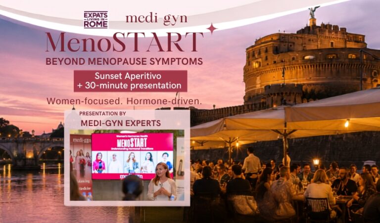 #RomeExpats: MenoSTART - Beyond Menopause Symptoms Sunset Aperitivo 1 886 x 520 px Events in Rome Italy to meet people network english speakers internations 768x451